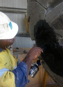 preparing a tyre for on-site repair in PNG